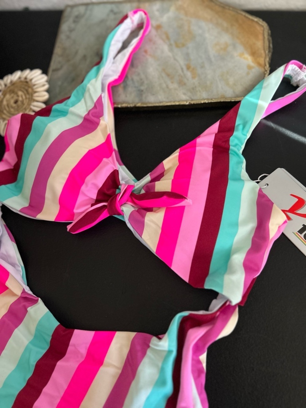 Yira one piece colorful striped one piece bikini size Large - Picture 4 of 9